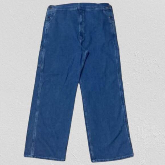 DICKIES Men’s Indigo Bib Overalls Carpenter's Blue Denim Jeans Size 42x30 - Picture 5 of 9